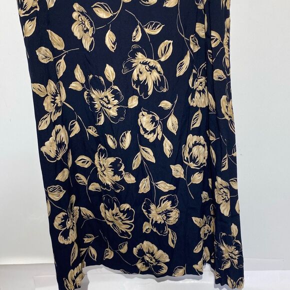 CHAUS Sport Women's Dark Navy Tropical Tones Floral Maxi Skirt Medium NWT - Picture 2 of 10